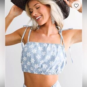 Billabong X Wrangler Denim Crop Top in Rodeo Blue Size L BNWT Cowgirl Western